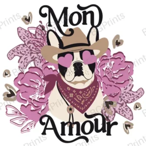 Estampa central exclusivo BULLDOG COWBOY - diseño digital para indumentaria