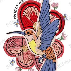 Estampa central exclusivo COLIBRI - diseño digital para indumentaria