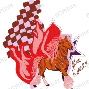 Estampa central exclusivo FIRE HORSE - diseño digital para indumentaria