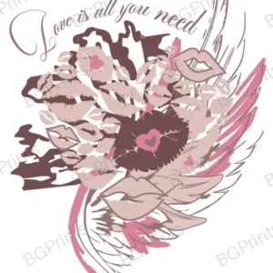 Estampa central exclusivo LOVE IS ALL - diseño digital para indumentaria