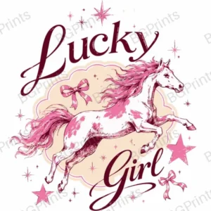 Estampa central exclusivo LUCKY GIRL - diseño digital para indumentaria