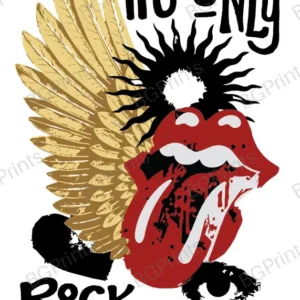 Estampa central exclusivo ONLY ROCK AND ROLL - diseño digital para indumentaria