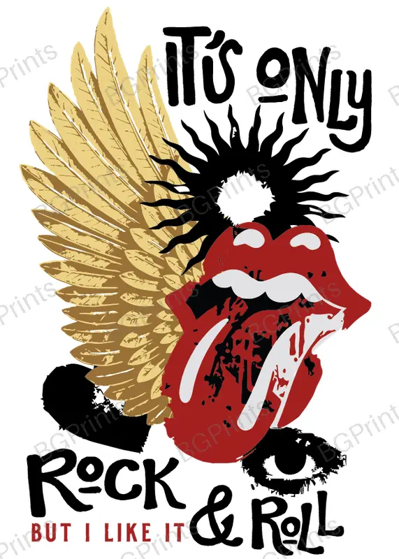 Estampa central exclusivo ONLY ROCK AND ROLL - diseño digital para indumentaria