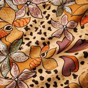 Rapport textil exclusivo AUTUMN FLOWERS - diseño impreso en tela para indumentaria