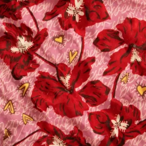 Rapport textil exclusivo RED FLOWERS - diseño impreso en tela para indumentaria