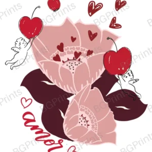 Estampa central exclusivo AMOR CEREZA - diseño digital para indumentaria