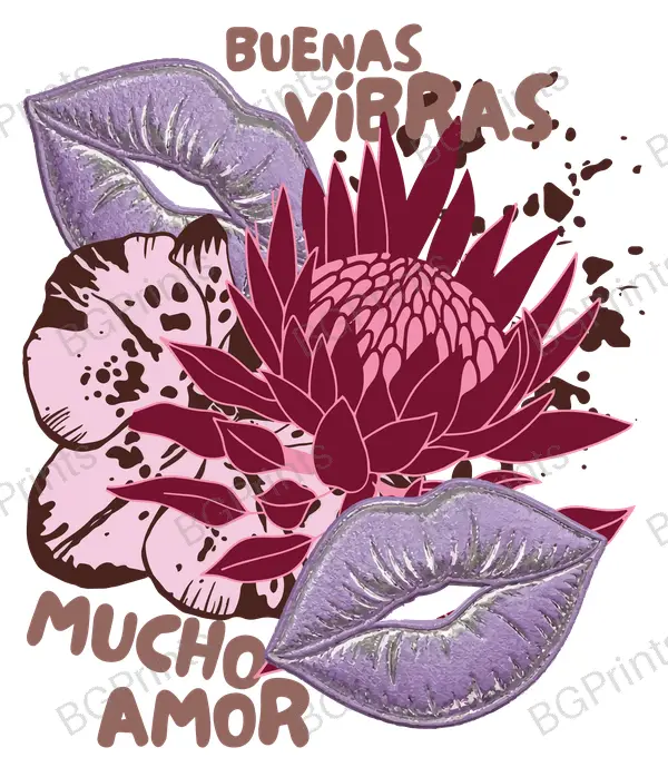 Estampa central exclusivo BUENAS VIBRAS - diseño digital para indumentaria