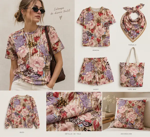 Rapport textil exclusivo CUPID DREAMS - diseño digital para indumentaria